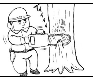 4コマ漫画「今週のプロフェッショナル〜林業〜」
