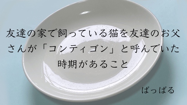 友達の家で飼っている猫を友達のお父さんが「コンティゴン」と呼んでいた時期があること