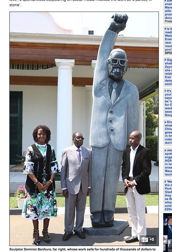 ムガベ大統領の銅像